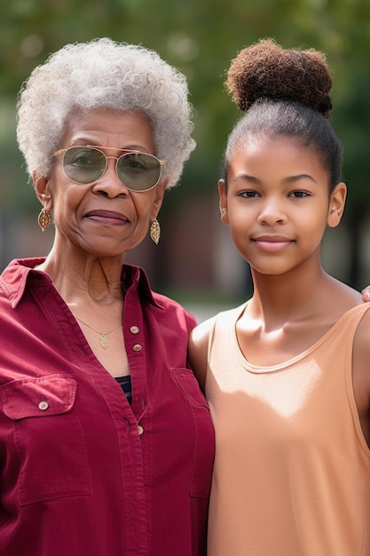 Photo photo d'une mère et de sa fille debout dehors