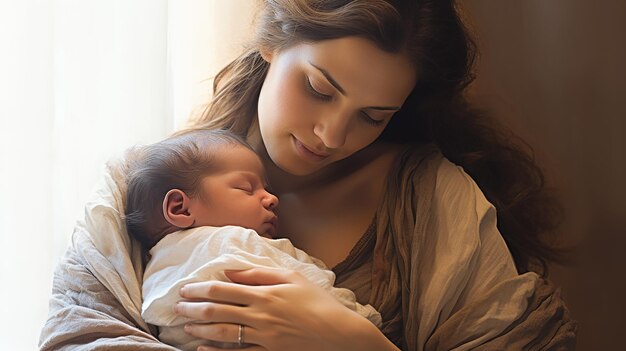 Photo d'une mère avec son nouveau-né