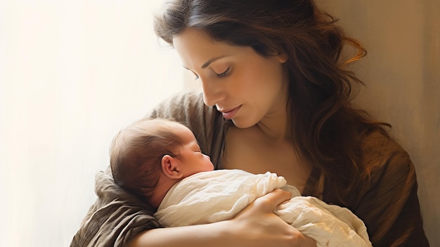 Photo d'une mère avec son nouveau-né