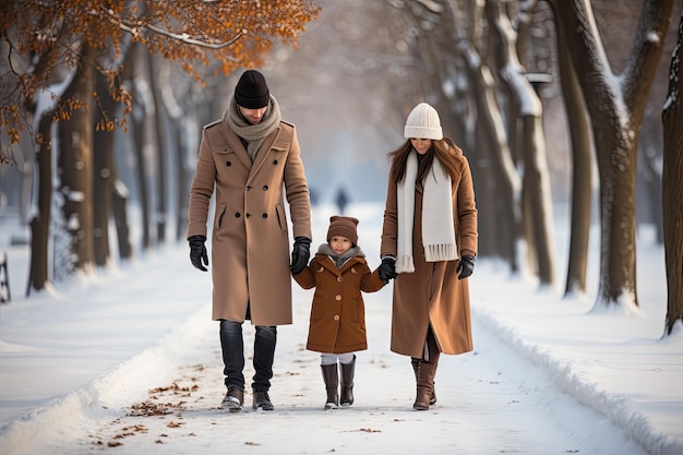 Photo d'une merveilleuse famille fly chute d'air neige gel vacances d'hiver promenade park joyeux positi