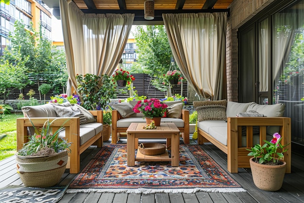 Une photo de meubles de jardin de luxe sur le patio