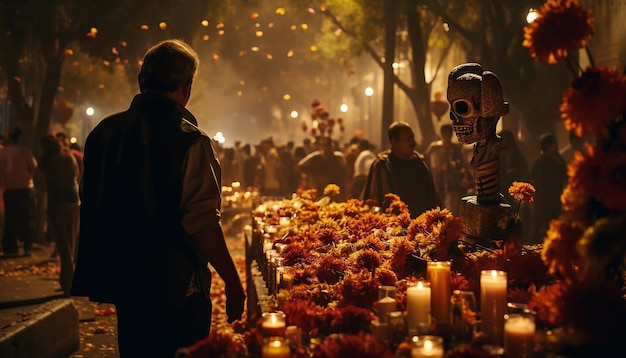 Une photo de Mexico Cutz à Dias de Los muertos la nuit