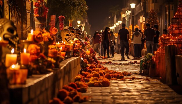 Photo une photo de mexico cutz à dias de los muertos la nuit