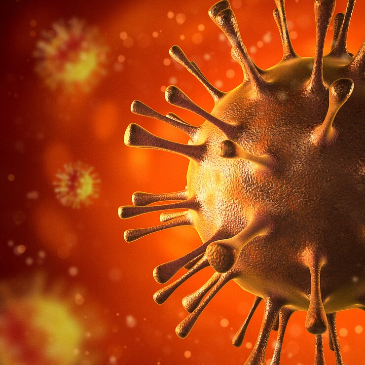 Photo photo microscopique 3d du coronavirus covid-19