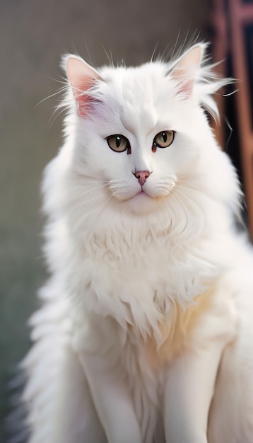 Photo d'un mignon chat blanc ai génératif