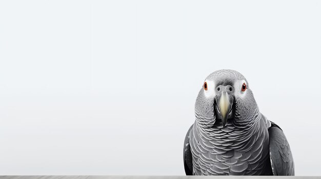 Photo photo d'un mignon oiseau parrot gris africain isolé sur un fond blanc