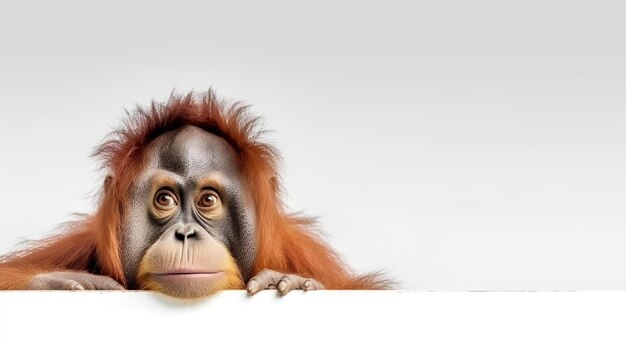 Photo d'un mignon orang-outan isolé sur fond blanc