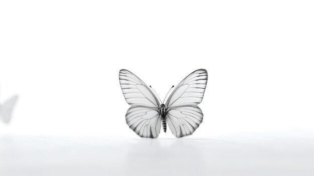 Photo d'un mignon papillon blanc veiné de noir isolé sur fond blanc