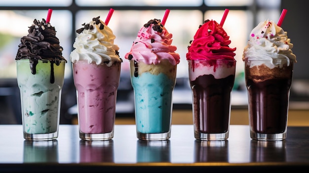 Une photo de milkshake créatifs et savoureux