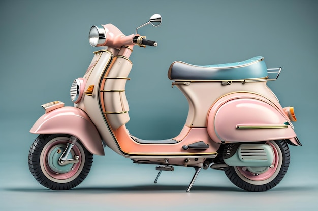 Photo Miniature Vespa Motocyclette Classique en Pastle Color Generative Ai