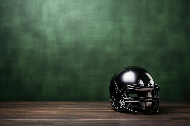 Photo minimaliste d'un casque de football américain sur fond de gazon artificiel IA générative