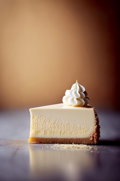 Photo minimaliste d'un délicieux gâteau au fromage sur un fond de mauvaise humeur orange