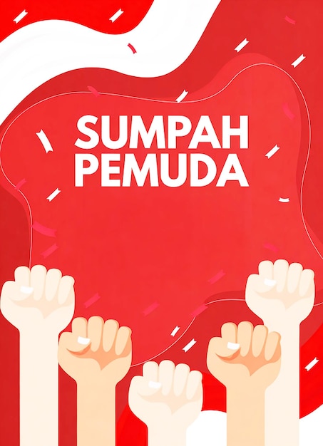 Photo de modèle d'affiche verticale plate pour sumpah pemuda indonésien