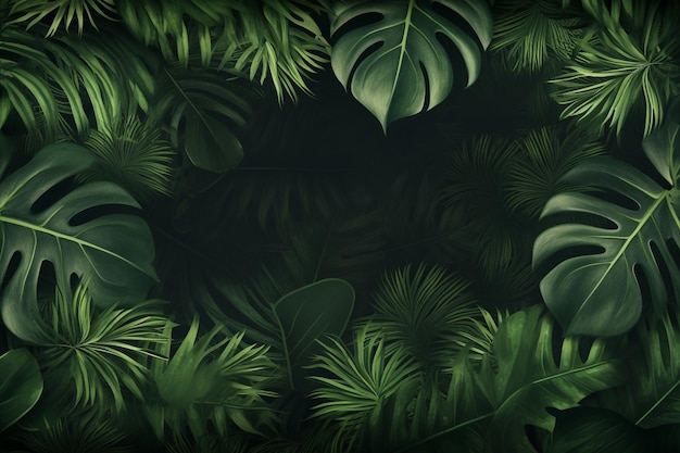 photo monstera tropicale feuille cadre de bordure feuille bannière arrière-plan