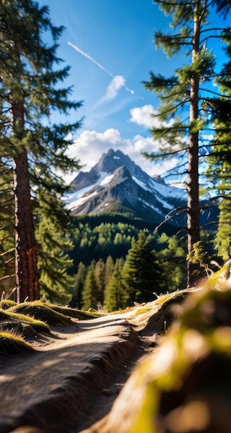 photo d'une montagne et d'un ciel bleu avec des nuages photographie de forêt