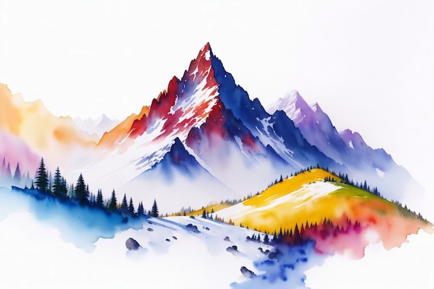 Photo de montagne préparée dans un style aquarelle