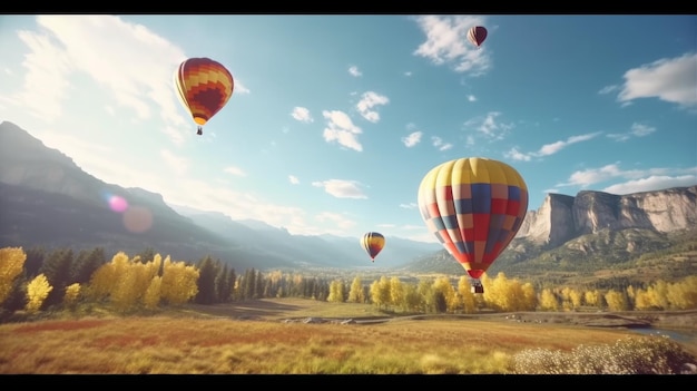 Une photo de montgolfières avec le mot air chaud dessus