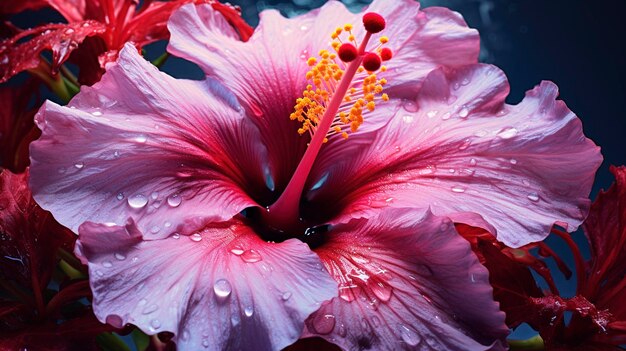 Une photo montrant les détails délicats d'un hibiscus en fleur