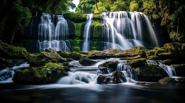 Une photo montrant l'écoulement doux et soyeux de la cascade