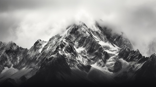 Une photo montrant un gros plan d'une chaîne de montagnes avec une poussière de neige fraîche