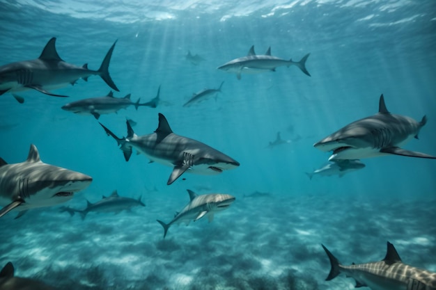 Une photo montre un requin de récif des Caraïbes aux Bahamas