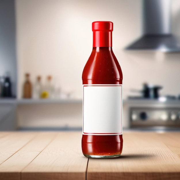 Photo moqueuse de l'emballage du produit générique de sauce tomate ketchup