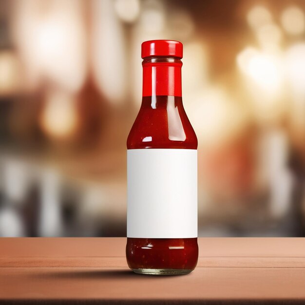 Photo moqueuse de l'emballage du produit générique de sauce tomate ketchup