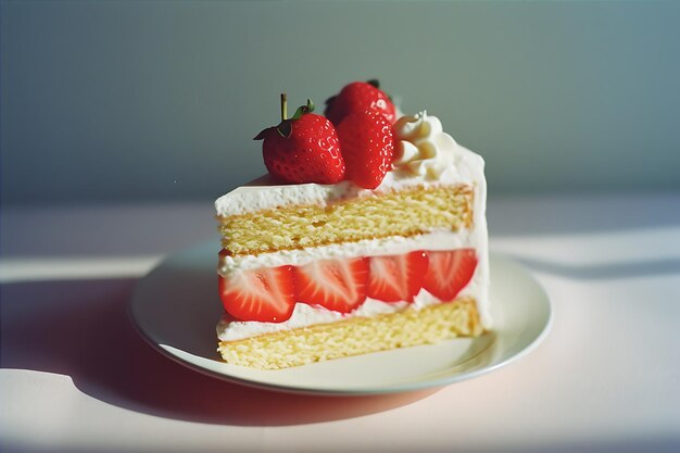 Une photo d'un morceau de gâteau aux fraises