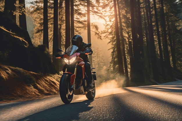 photo motocross monté motocycliste faisant une course sur un chemin de terre