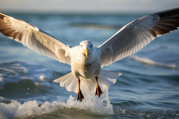 Photo d'une mouette en vol dynamique