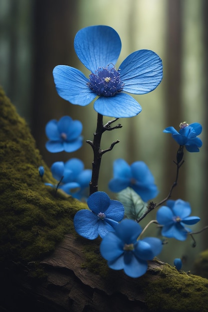 Photo d'une mystérieuse fleur bleue