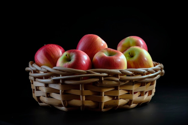 Photo nature morte de panier avec des pommes