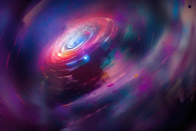 Une photo d'une nébuleuse avec un cercle rouge au centre qui dit "l'univers"