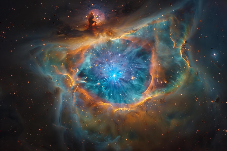 Photo une photo de la nébuleuse de l'hélice également connue sous le nom d'œil dans le ciel ou banque de tindals une nébuleuse éthérée avec