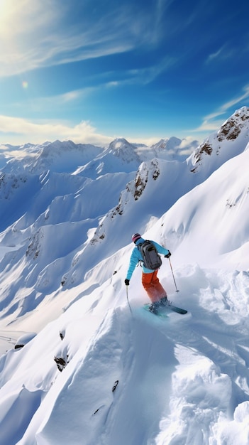 Une photo de neige d'un dauphin glamour sur snowboard Ai a généré de l'art