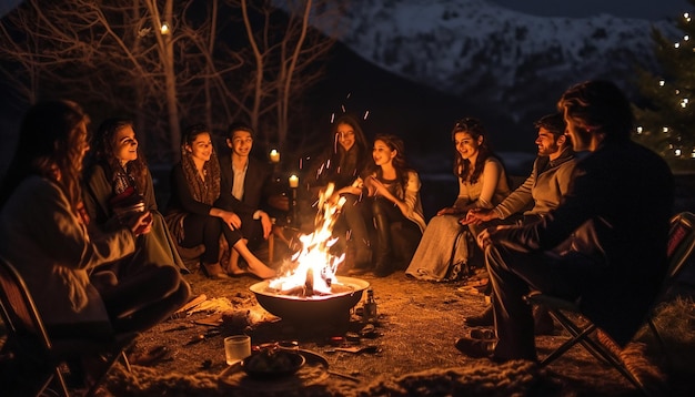 Une photo nocturne d'une réunion de famille pour Nowruz