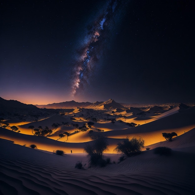 Une photo nocturne de la voie lactée et de la voie lactée