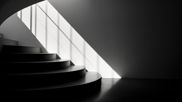 photo en noir et blanc de l'architecture des escaliers