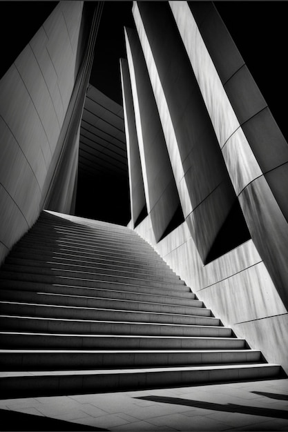 Photo en noir et blanc d'un bâtiment générative ai