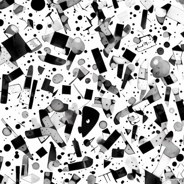 une photo en noir et blanc d'un certain nombre d'objets en noir et blanc avec le mot