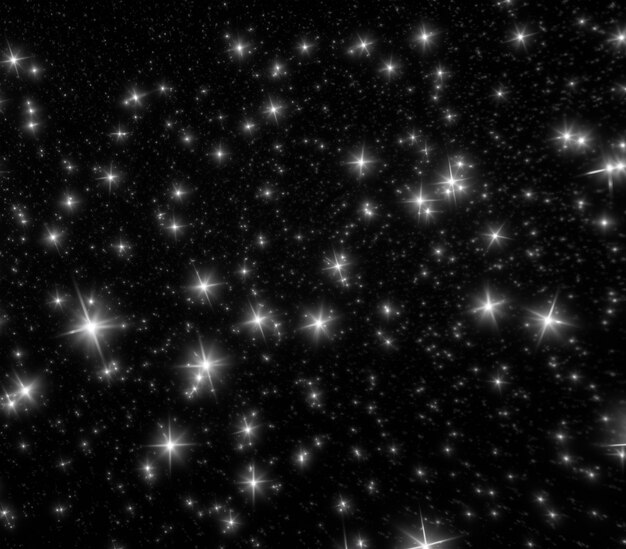 une photo en noir et blanc d'étoiles dans le ciel IA générative