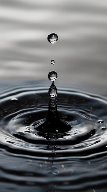 une photo en noir et blanc d'une goutte d'eau