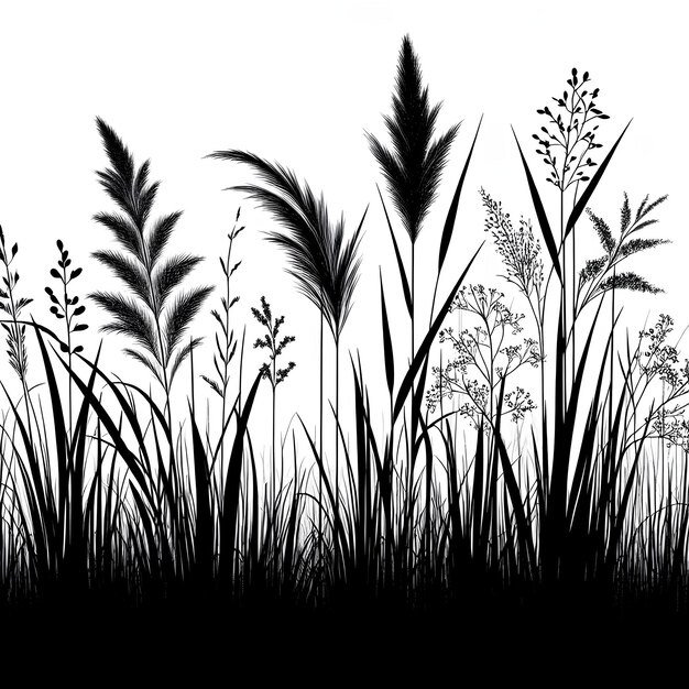 Photo une photo en noir et blanc de l'herbe haute