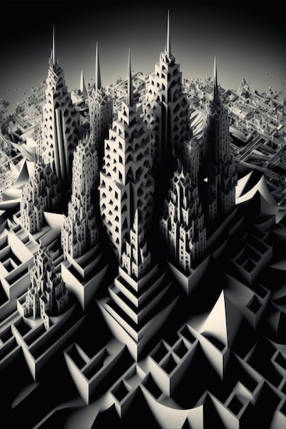 Photo en noir et blanc d'une IA générative de la ville