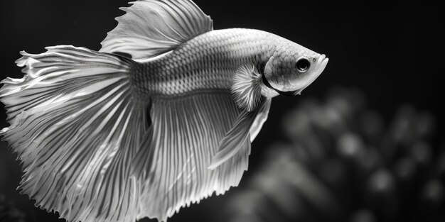 Photo une photo en noir et blanc d'un poisson siam adapté aux espèces de poissons aquatiques ou aux dessins sur le thème de la nature