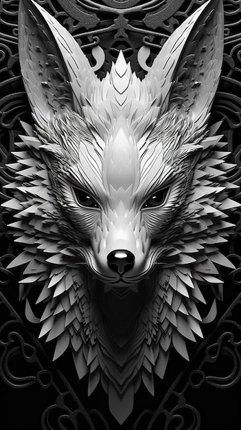 Une photo en noir et blanc d'un renard Image IA générative