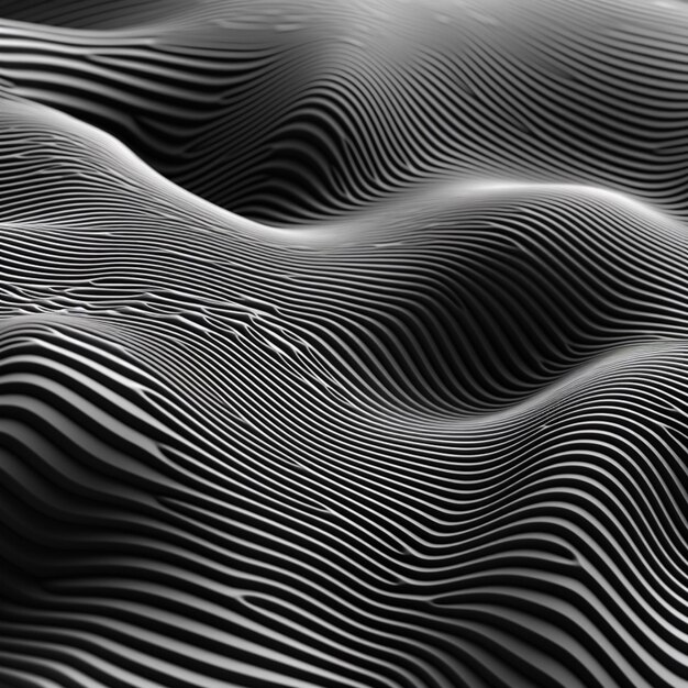 une photo en noir et blanc d'une surface ondulée avec une seule onde générative ai