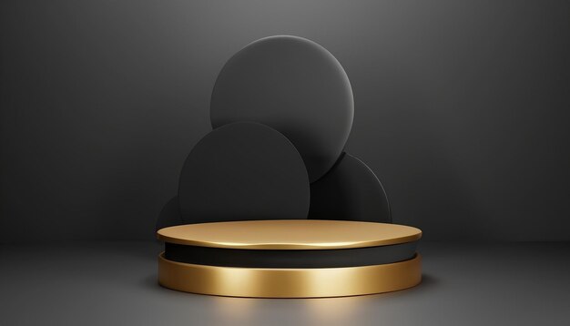 Photo noir et or piédestal de luxe du podium affichage du produit fond rendu 3D