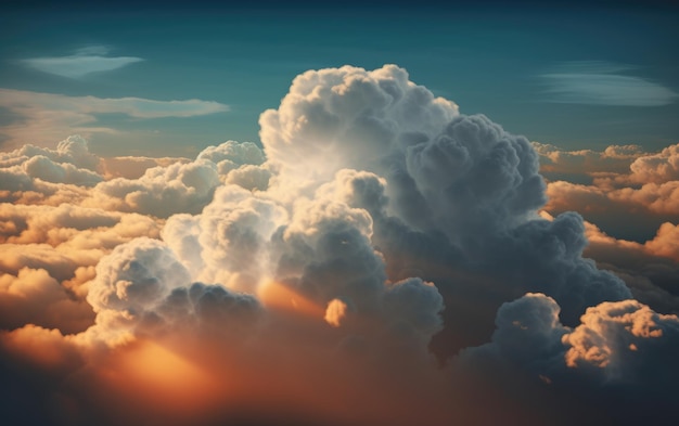 Une photo de nuages avec le soleil qui brille à travers les nuages