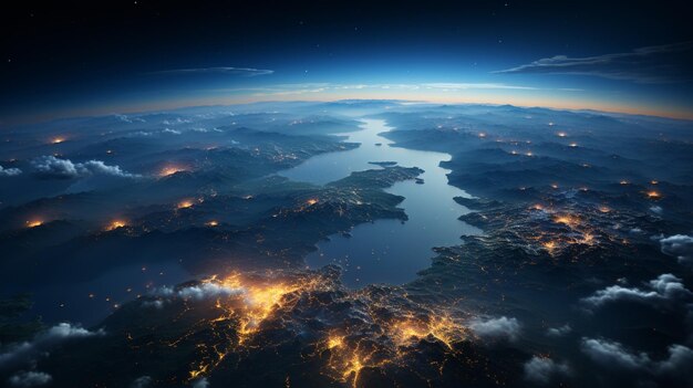 Photo de nuit de la Terre depuis l'espace